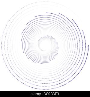 Vortex dotted shapes. Trendy design element for border frame, logo, tattoo, symbol, web, prints, posters, template, pattern and abstract background. Stock Vector