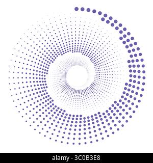 Vortex dotted shapes. Geometric art. Trendy design element for border frame, logo, tattoo, symbol, web, prints, posters, template, pattern and Stock Vector