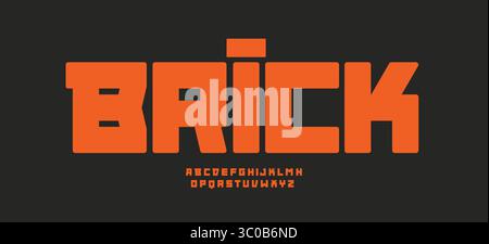 Blocky font logo alphabet, bold typography geometric sans letters strong techno typeface for sport branding logo, heavy headline, industrial Stock Vector