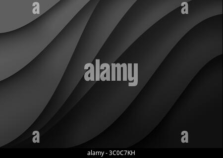 Black wavy texture. Elegant Abstract  Wave Background with Smooth Curves.  Abstract Background Stock Photo