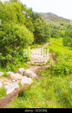 Cobbled path going up towards Ben Nevis at Glen Nevis,Fort William, Scotland, UK. Stock Photo