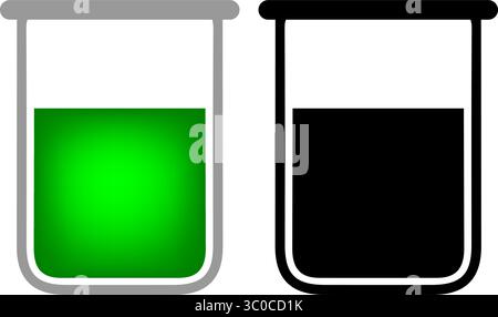 Green and Black Beaker Icons - Science and Chemistry Vector Illustration Stock Vector