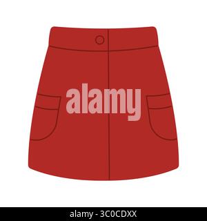 Short women's skirt. Hand-drawn illustration. Flat vector illustration isolated on a white background. Stock Vector