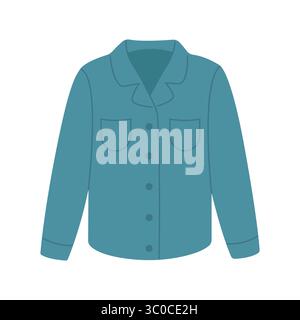 Blue denim shirt. Hand-drawn. Vector illustration isolated on a white background. Stock Vector