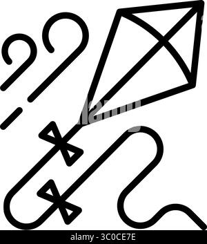 Flying Kite in Wind Line Icon Vector Stock Vector