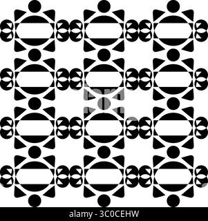Black Geometric Seamless Pattern - Abstract Teamwork Motif Stock Vector