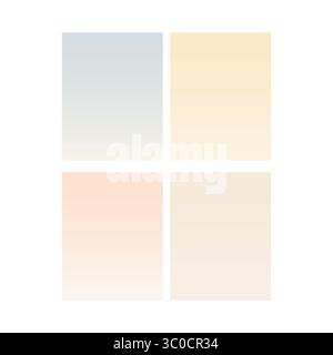 Collection of four minimal gradients in pastel blue, cream, peach, and beige shades, ideal for web design or print projects. Stock Vector