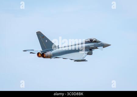 Typhoon Jet Rear Rear view of twin engine, supersonic fighter jet Stock Photo - Alamy