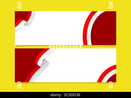 Indonesian flag banner template set on yellow background with white copy space for text. White and red banner suitable for advertisement Stock Vector