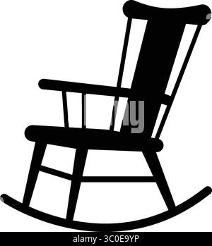 Old Wooden Rocking Chair Silhouette, Classic Chair Vector Art Illustration Stock Vector