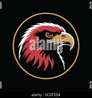 A detailed graphic illustration of an eagle's head in profile, showcasing its sharp features and fierce expression. Stock Vector