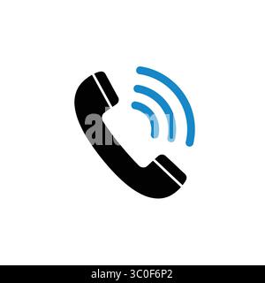 A modern graphic illustration of a phone icon with sound waves, representing an active call. Stock Vector