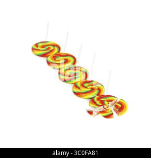 Colorfull sugar lollipops isolated on white background Stock Photo