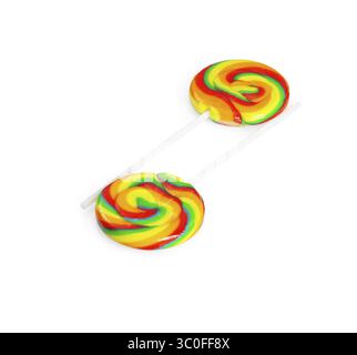 Colorfull sugar lollipops isolated on white background Stock Photo