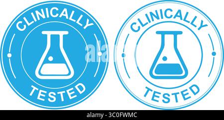 Clinically Tested Icons for Health Product Certification and Approval Stock Vector