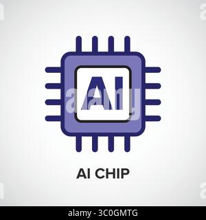 AI Chip Icon, Advanced Artificial Intelligence Processor for Neural Networks and Machine Learning Systems, Vector sign. Symbol, logo illustration Stock Vector