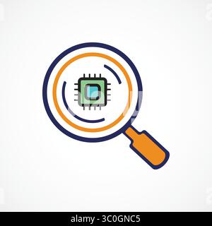 Magnifying Glass Icon – AI Data Search and Analysis Symbol, Vector sign, Symbol, logo illustration. Vector graphics for Presentation and other Stock Vector