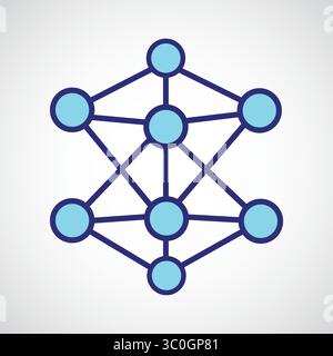 AI Network Structure icon, Smart Neural Grid Icon for Artificial Intelligence Systems and Data Connectivity, Vector sign. Symbol, logo illustration Stock Vector