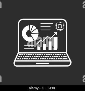 AI Dashboard outline icon in black and white background– Analytics and Monitoring System with Artificial Intelligence, vector illustration Stock Vector