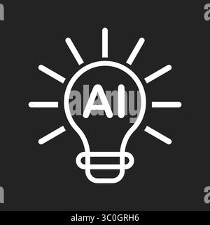 AI Idea Light icon with black and white background – Artificial Intelligence Innovation Concept, Innovation Bulb, Vector sign. Symbol, logo illustrate Stock Vector