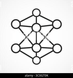 AI Network Structure icon outline with white background, Smart Neural Grid Icon for Artificial Intelligence Systems and Data Connectivity, Vector sign Stock Vector