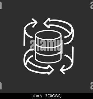 Data Processing Icon outline in Black and White – AI Server and Information Flow Symbol, symbol icon, vector illustration abstract Stock Vector