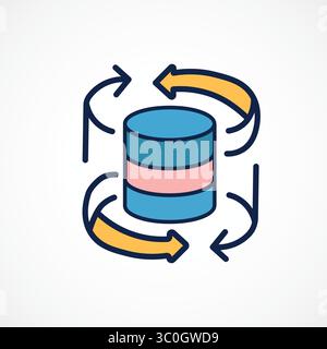 Data Processing Icon – AI Server and Information Flow Symbol, symbol icon, vector illustration Stock Vector
