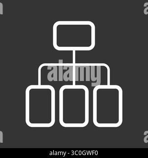 Flow Chart icon in black and white background – AI Process Workflow Diagram Illustration Stock Vector