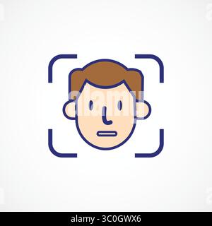 Face Detection Icon – Biometric Recognition AI Technology, vector illustration icon Stock Vector