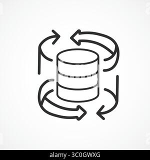 Data Processing Icon outline with white background – AI Server and Information Flow Symbol, symbol icon, vector illustration Stock Vector