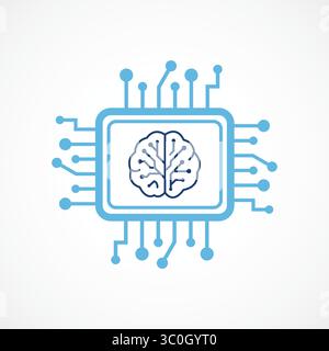 Machine Learning Chip Icon – Smart AI Processor Concept icon, Vector Illustration colorful icon Stock Vector