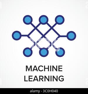 Machine Learning – AI Data Processing and Predictive Analytics Concept, Machine Learning icon, Neural Network Icon for AI and Data Science Stock Vector