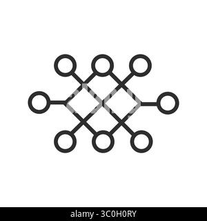 Machine Learning icon solid outline – AI Data Processing and Predictive Analytics Concept, Neural Network Icon for AI and Data Science Stock Vector