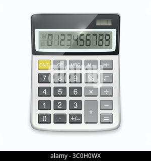 Calculator Vector Illustration Isolated on White Background. Realistic Electronic Calculator Icon, Office Calculator, Digital Calculator Graphic for Stock Vector