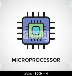 Microprocessor Icon, High-Performance AI Computing Chip for Data Processing and Neural Network Operations, Abstract Vector Illustration Stock Vector