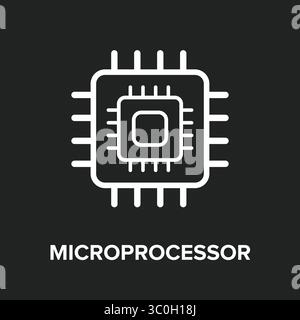 Microprocessor Icon with black, High-Performance AI Computing Chip for Data Processing and Neural Network Operations, Abstract Vector Illustration Stock Vector
