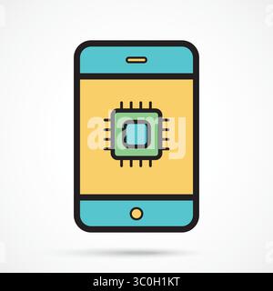Mobile AI Chip icon – Portable Smart AI Chipset Icon, Vector Illustrator Stock Vector