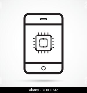 Mobile AI Chip icon with white background – Portable Smart AI Chipset Icon, Vector Illustrator Stock Vector