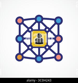 Neural Network Lock Icon – AI Cybersecurity Technology, icon , Vector Illustration Stock Vector