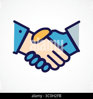 Robot Handshake Icon – Human and AI Collaboration color icon, vector illustration, for Brochure, Banner, Presentation etc. Stock Vector