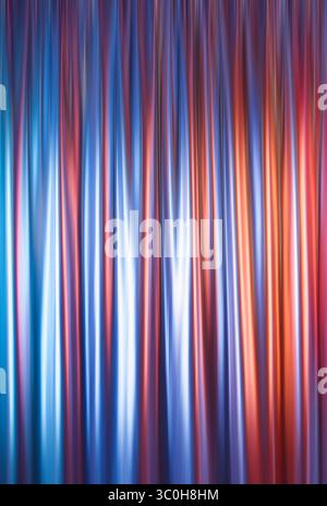 Smooth glossy abstract draped background in neon light. Neon red-blue wave. Stock Photo