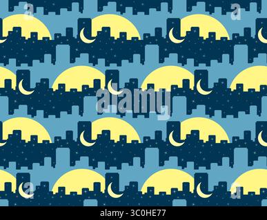 A seamless background with the night city. Stock Vector