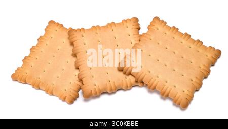 Driedy biscuits pile  isolated on white background Stock Photo