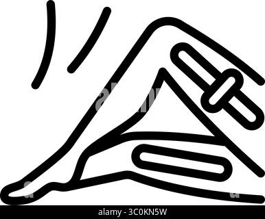 Lower limbs kinesio tape strips icon. Joints and ligaments support. Elastic therapeutic tape. Muscles swelling and pain reduction. Isolated symbol Stock Vector
