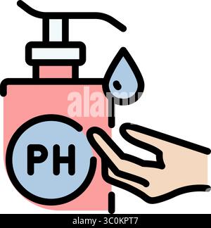 PH balanced packaging of cosmetics and hygienic product. Optimal level of acidity and alkalinity. Hygiene Skin, Wash, Cleansing Concept. Isolated Stock Vector