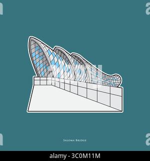 Vector illustration of Saloma Bridge in Kuala Lumpur, Malaysia Stock Vector