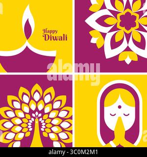 Vector illustration of Happy Diwali concept. Modern geometric minimalist design. banner and poster design for social media and print media Stock Vector
