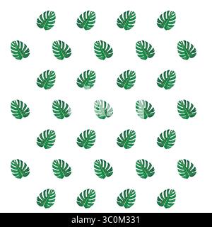 Vector Illustration. Tropical leaves, Dark green leaves of monstera or split-leaf philodendron. Pattern design Stock Vector