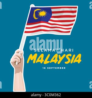 Vector illustration of Happy Malaysia Day, 16 September. Malaysia day banner and poster design for social media and print media Stock Vector