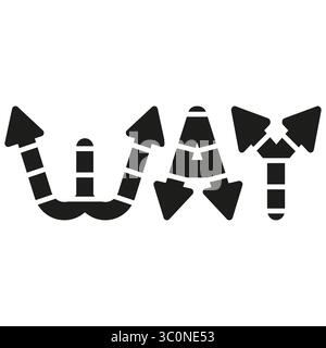 Arrow inspired text. Thick segmented letters. Up and down movement. Clean bold layout. Stock Vector